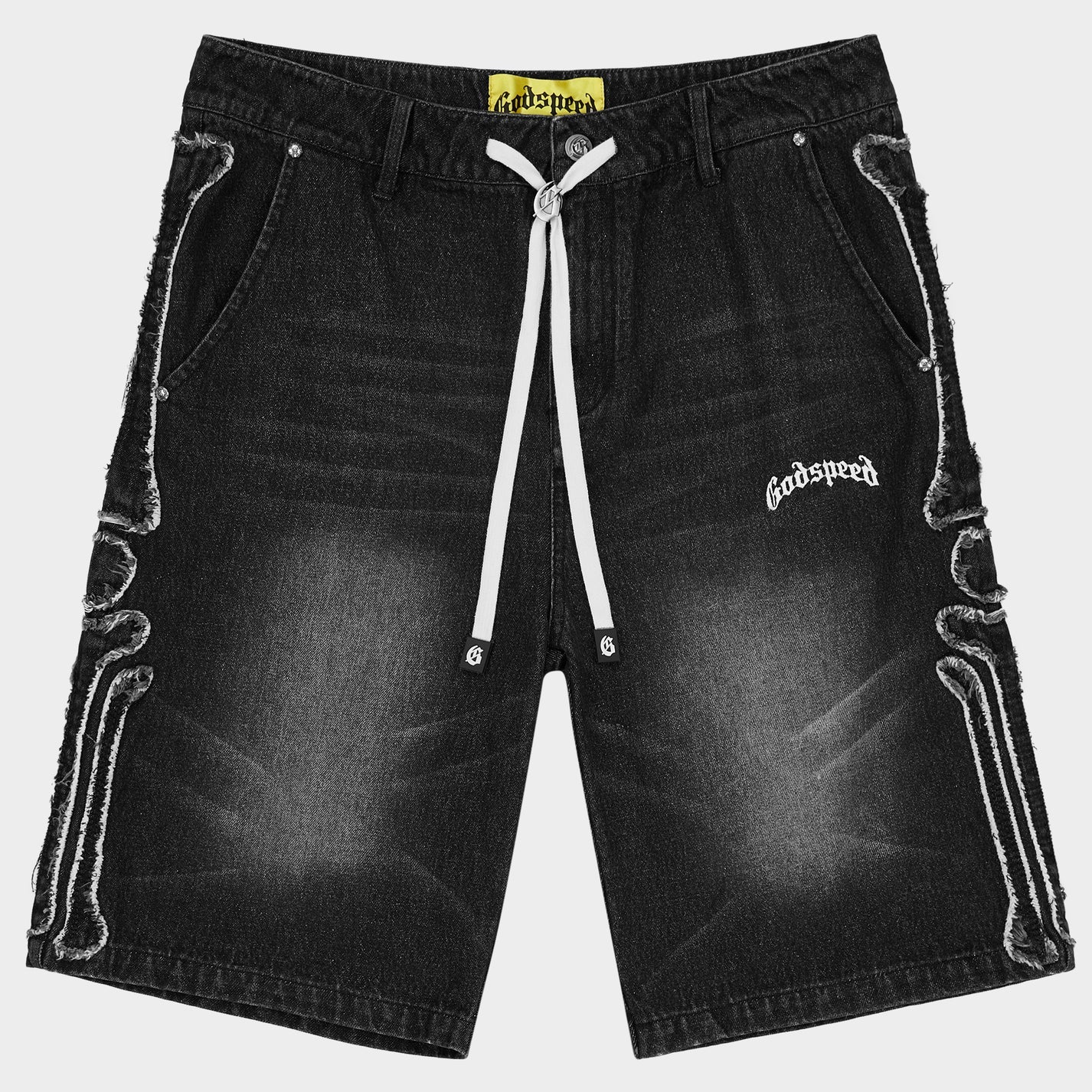 Fémur Frayed Denim Shorts (Black)