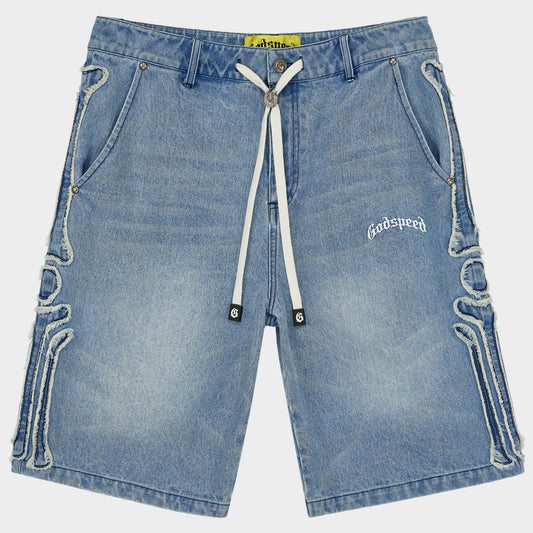 Fémur Frayed Denim Shorts (Blue)