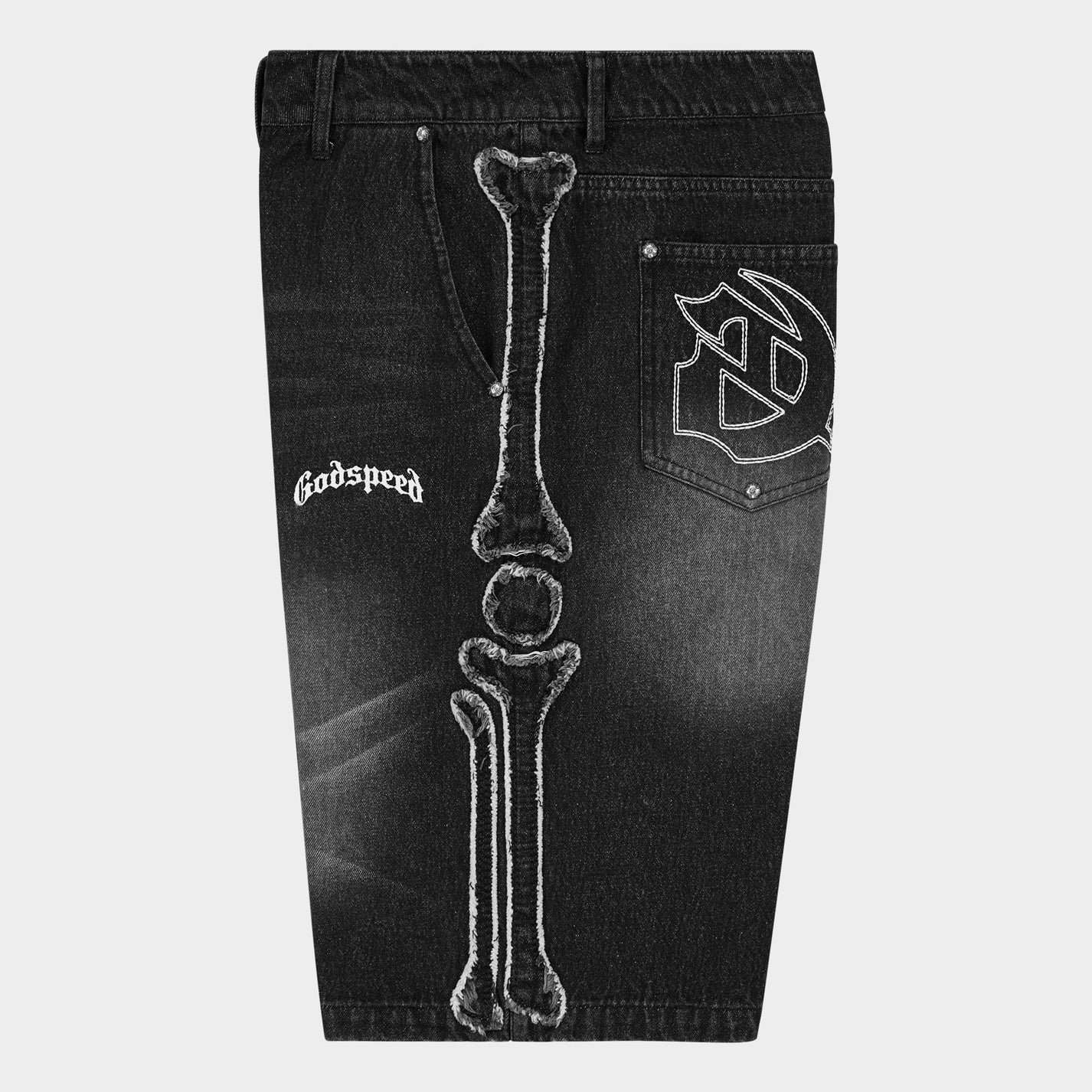 Fémur Frayed Denim Shorts (Black)