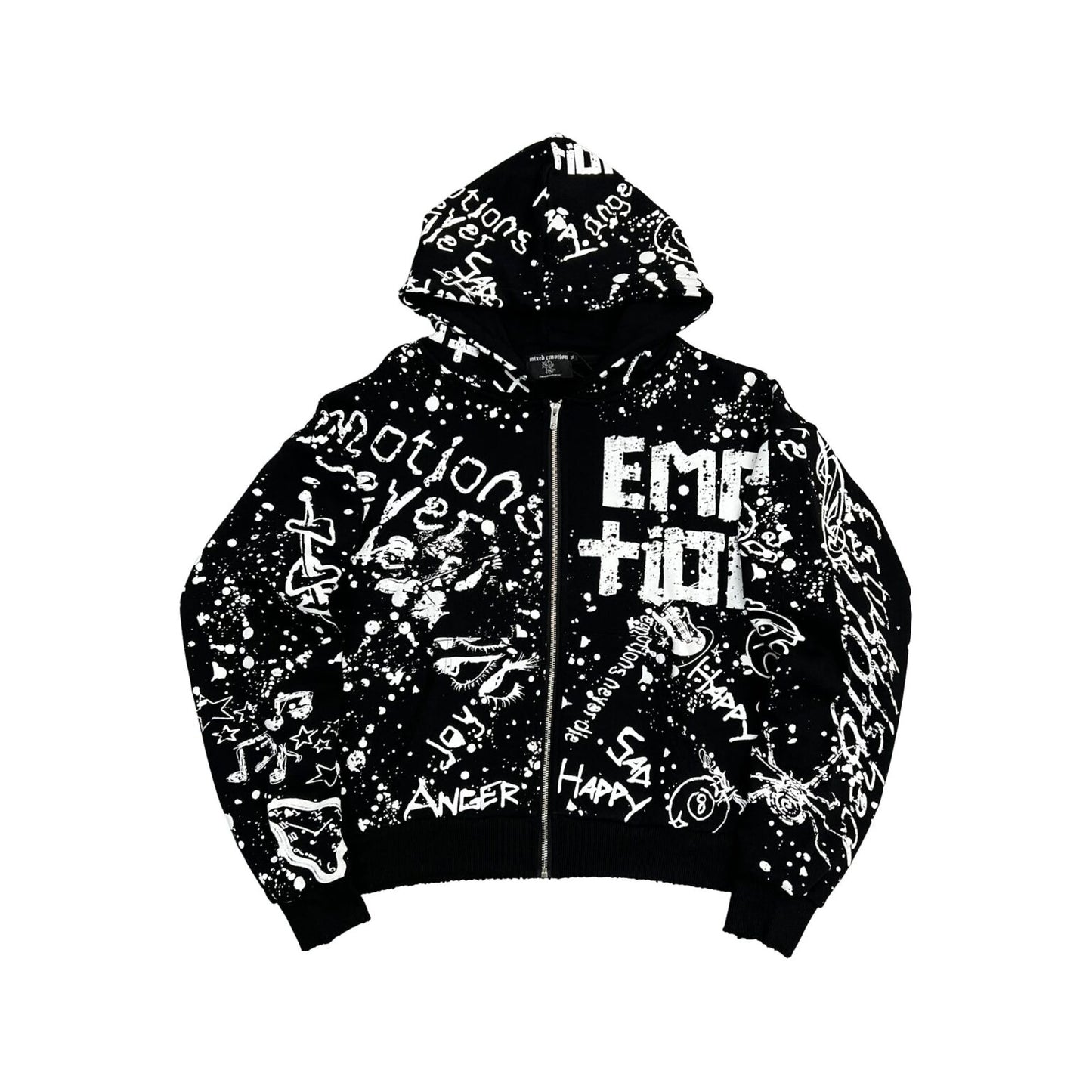 Mixed Emotional Brand Graffiti Dark Hoodie